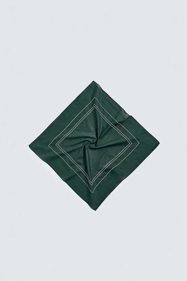 CONTRAST EMBROIDERY BANDANA - Green by Zara