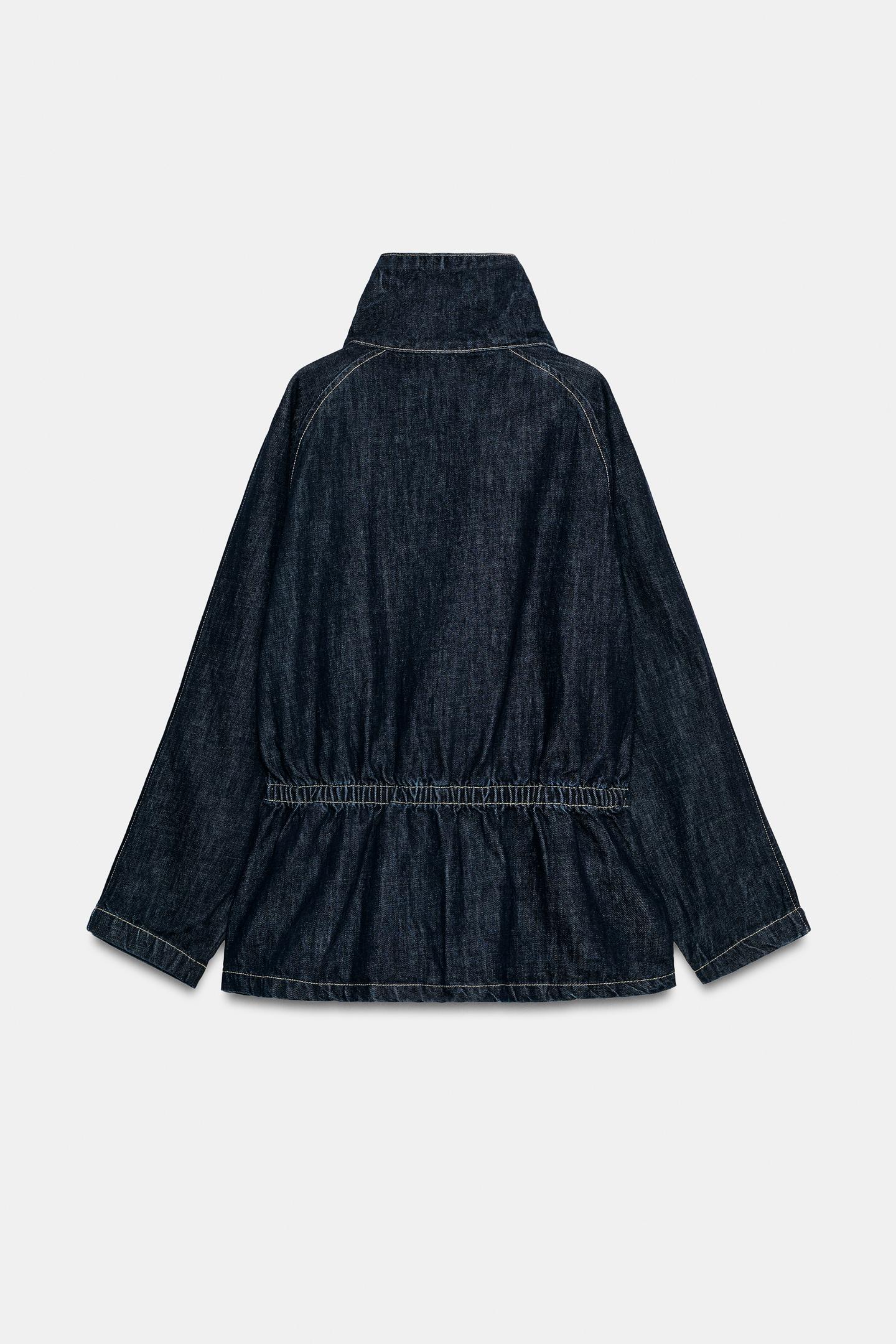 Женская куртка Zara Z1975 Denim Contrast-Topstitch, цвет: Синий — фото 7