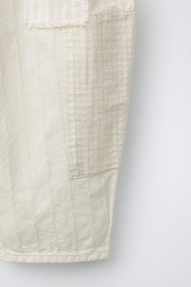 RUSTIC BAGGY TROUSERS WITH PATCHES - Ecru by Zara - Image 3