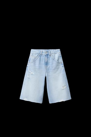 LONG BERMUDA SHORTS WITH RIPS - Light blue by Zara - Image 0