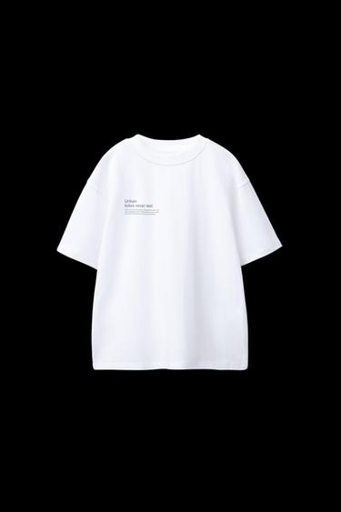 Zara TEXT PRINT T-SHIRT - White - Image 0