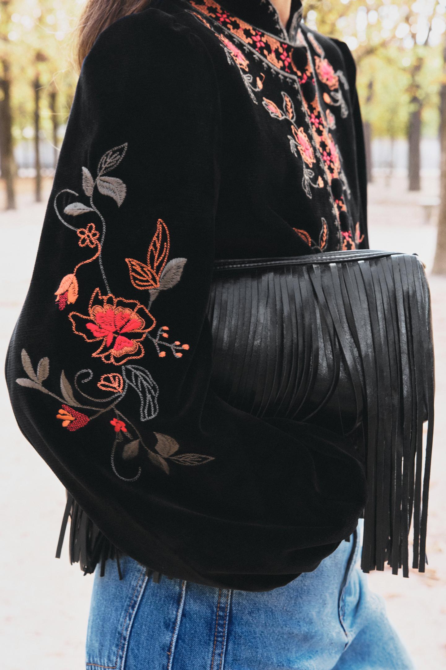 Женская сумка Zara Fringed Handbag, цвет: Чёрный — фото 2