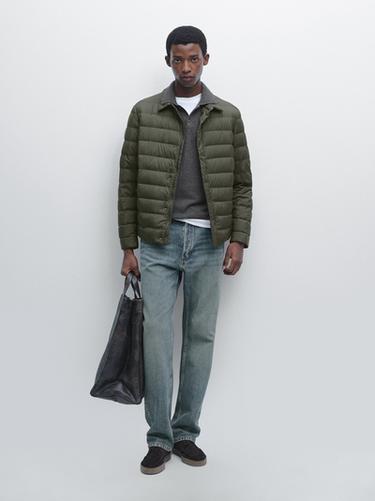 Chaqueta ultraligera mezcla plumón water repellent - Khaki oscuro de Zara