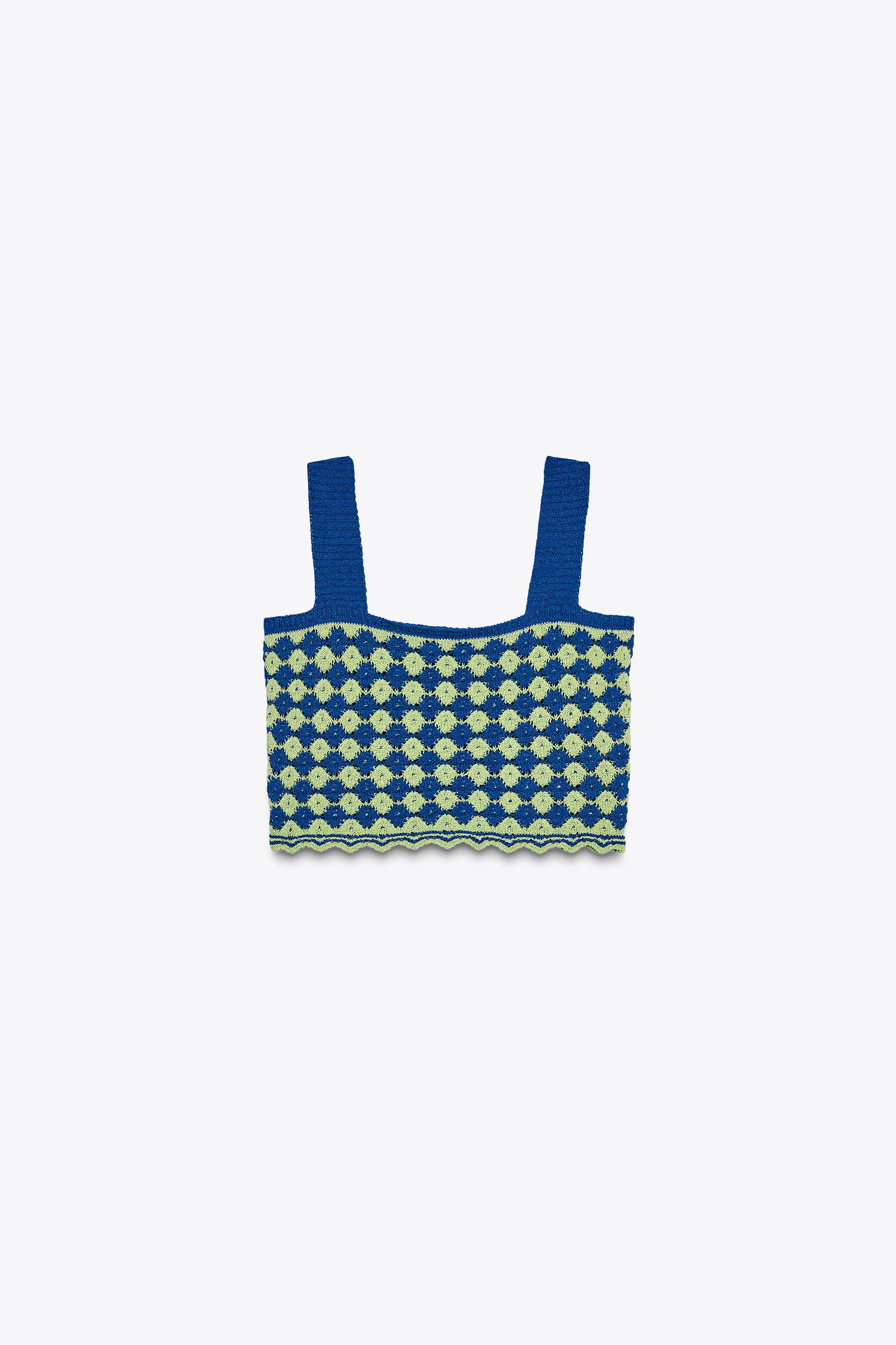 STRUCTURED KNIT CROP TOP - Blue / Green | ZARA United States