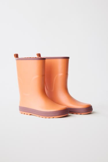Zara COLOR BLOCK RAIN BOOTS - Orange