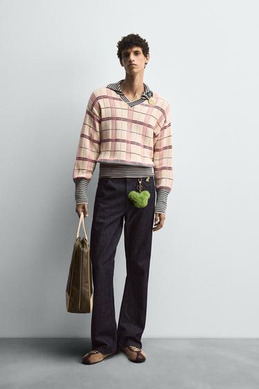 HARRY LAMBERT FOR ZARA X DISNEY 자카드 체크 니트 폴로셔츠 - Zara의 로즈핑크 - 이미지 0