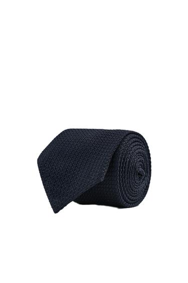 ربطة عنق هيكلية 100% حرير AARON LEVINE X ZARA - بحري by Zara