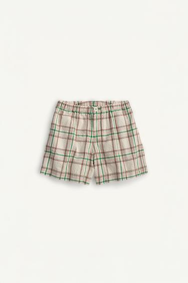 BERMUDA À CARREAUX LIMITED EDITION - Beige / Vert de Zara - Image 9