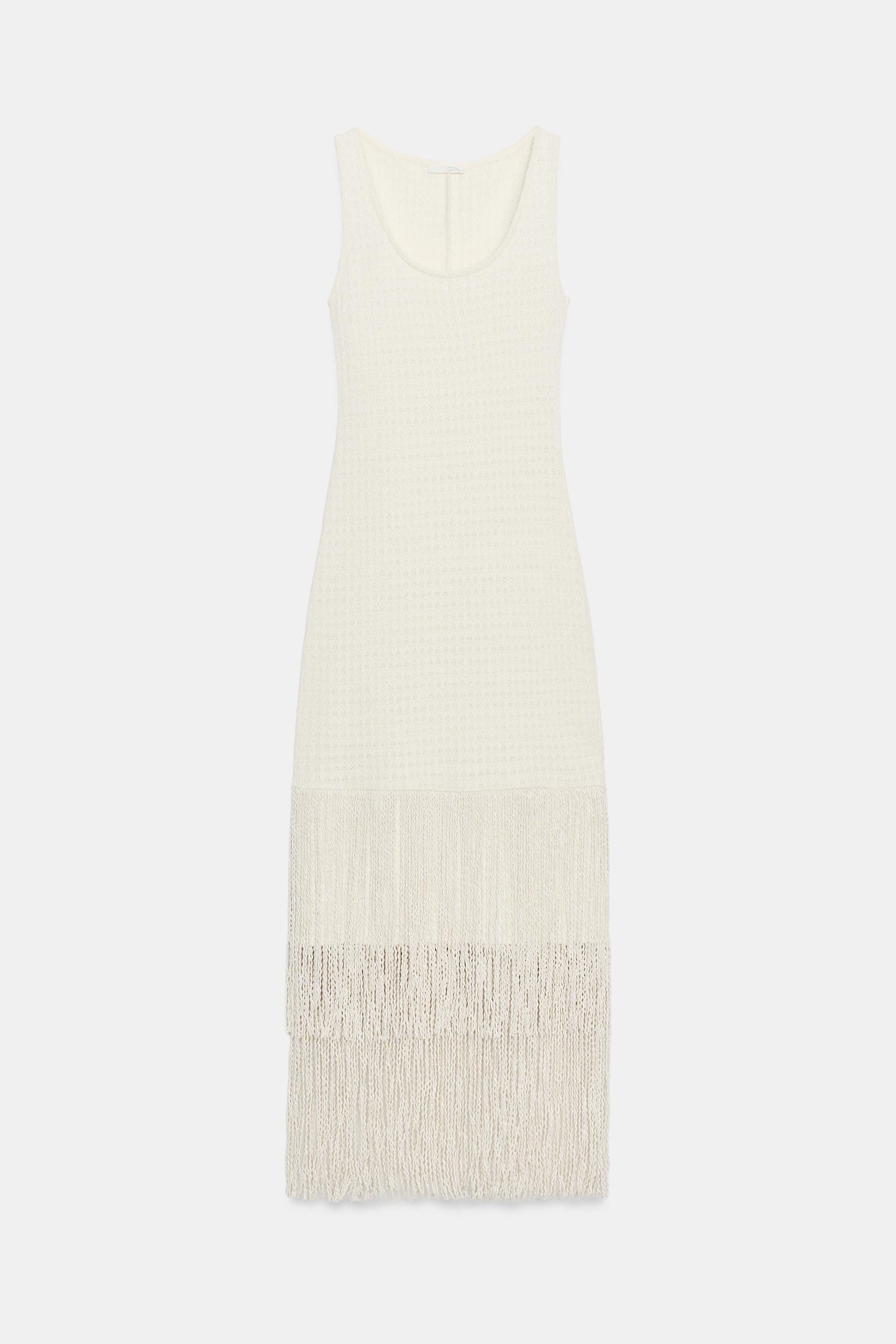 TEXTURED FRINGED DRESS
