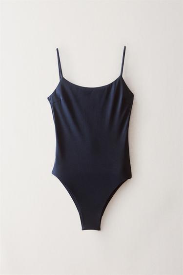 MAILLOT DE BAIN DE PLAGE À FINES BRETELLES - Bleu de Zara - Image 5