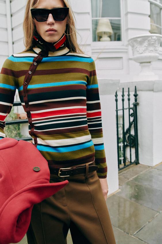 PULL EN MAILLE À RAYURES - Multicolore de Zara - Image 4