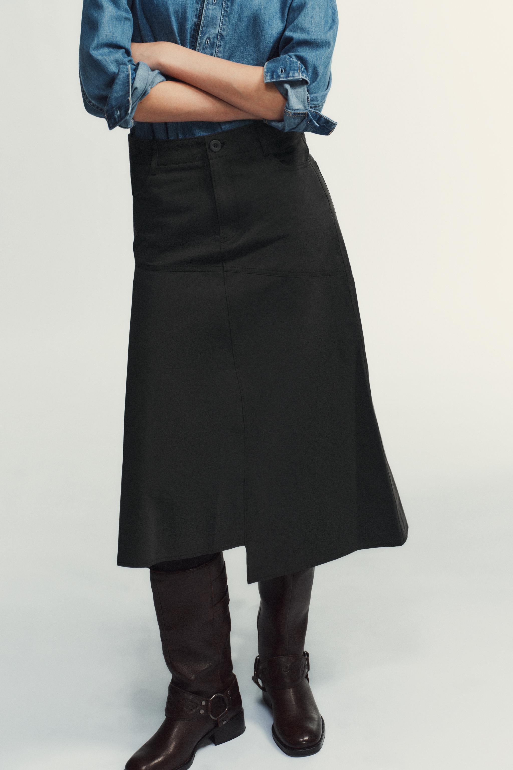 ASYMMETRICAL MIDI SKIRT