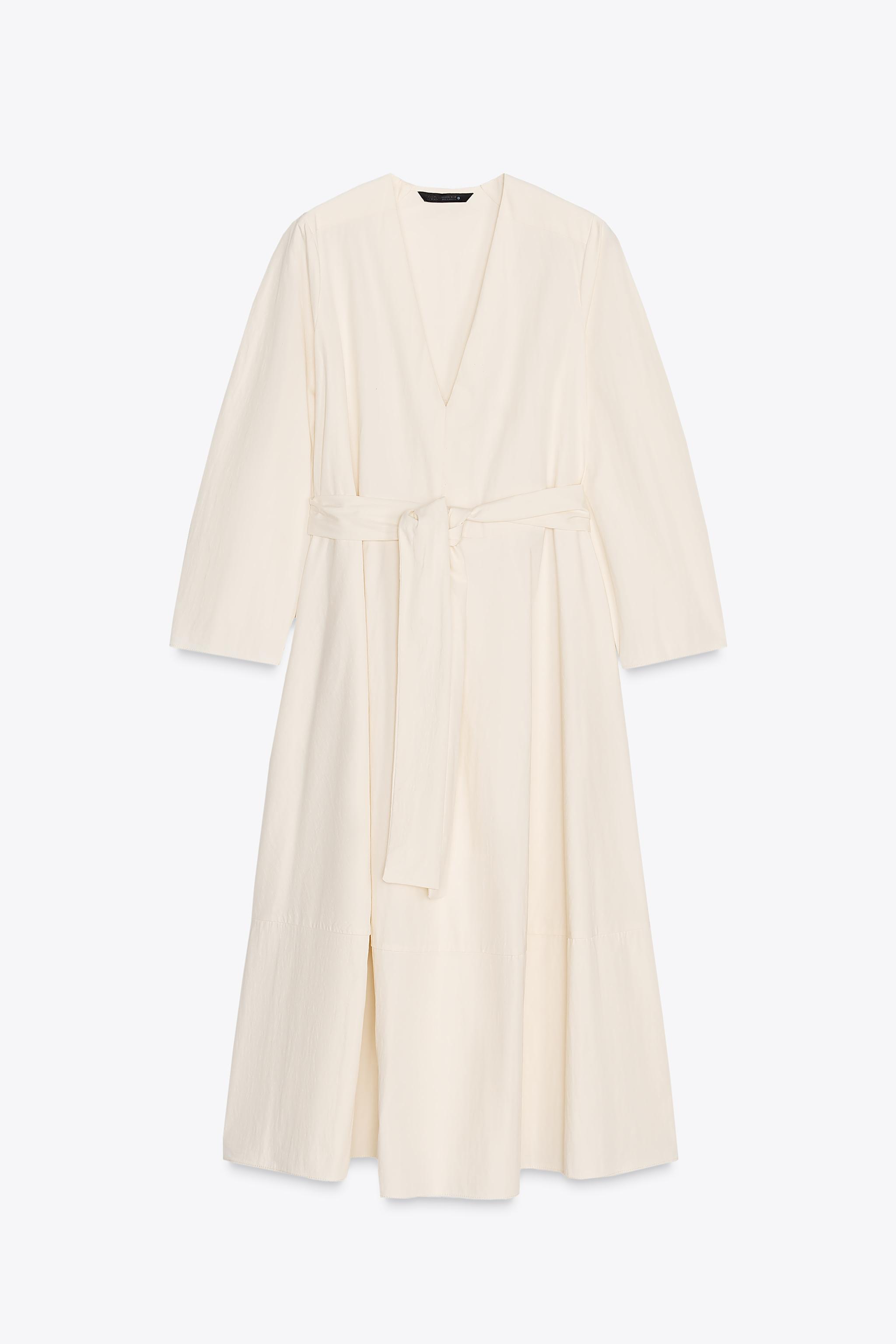 ZW COLLECTION BELTED MIDI DRESS - Ecru | ZARA United States