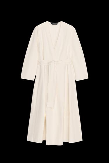 ZW COLLECTION MIDI DRESS WITH BELT - Ecru by Zara - Image 0