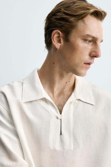 CHEMISE POLO VISCOSE - LIN - Blanc de Zara - Image 5