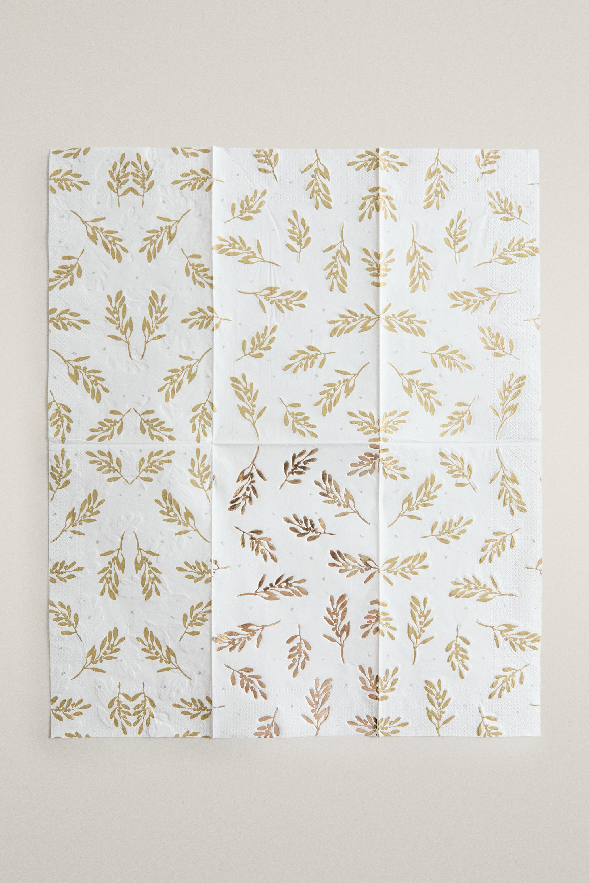 LEAF AND STRIPE PAPER NAPKINS (PACK OF 30)