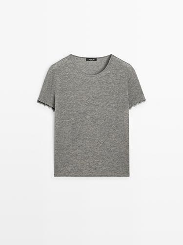 T-shirt manches courtes à dentelle - Gris chiné de Zara - Image 0