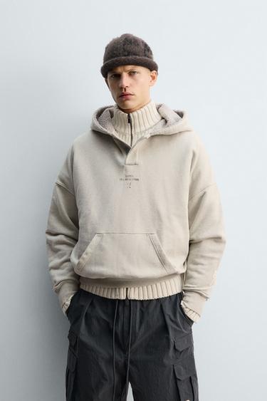 CONTRAST POUCH POCKET HOODIE X SR_A - Tan marl by Zara
