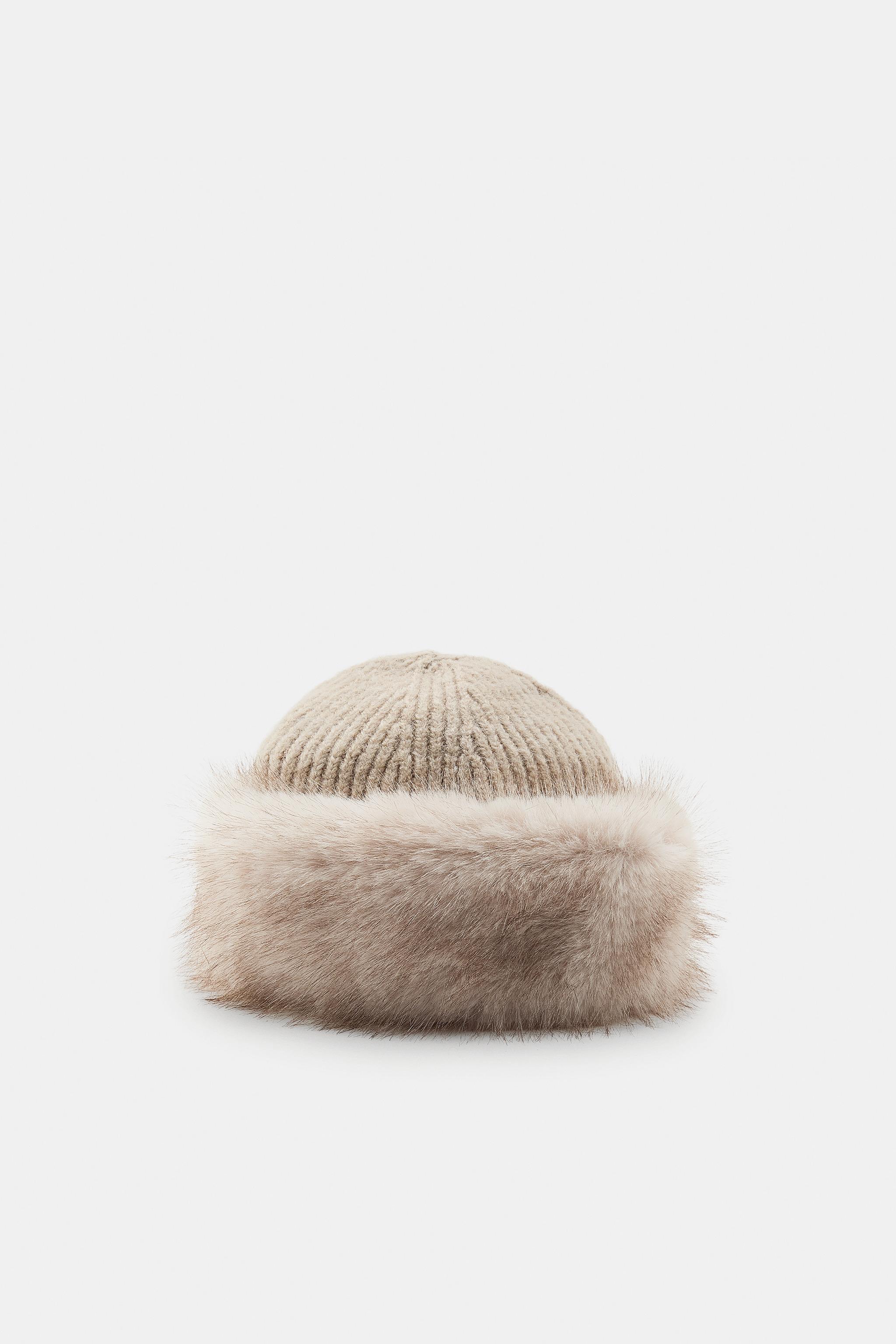 FAUX FUR KNIT BEANIE - Brown | ZARA United States