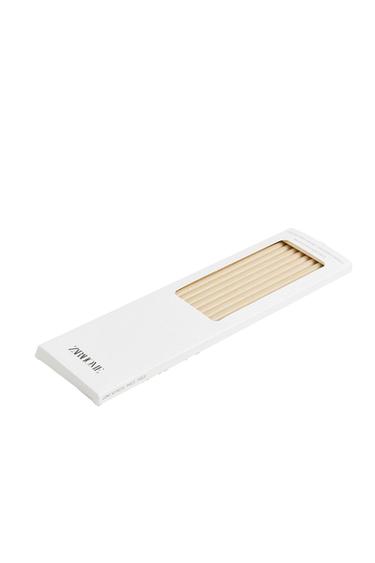 Zara SET OF DECORATIVE CYLINDRICAL THIN TAPER CANDLES (SET OF 10) - Ecru