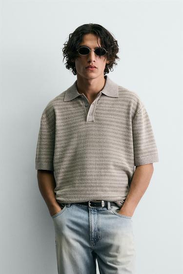 POLO PUNTO ESTRUCTURA BOUCLÉ - Gris de Zara