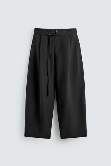 PANTALON BALLON FIT PLIS CEINTURE - Noir de Zara