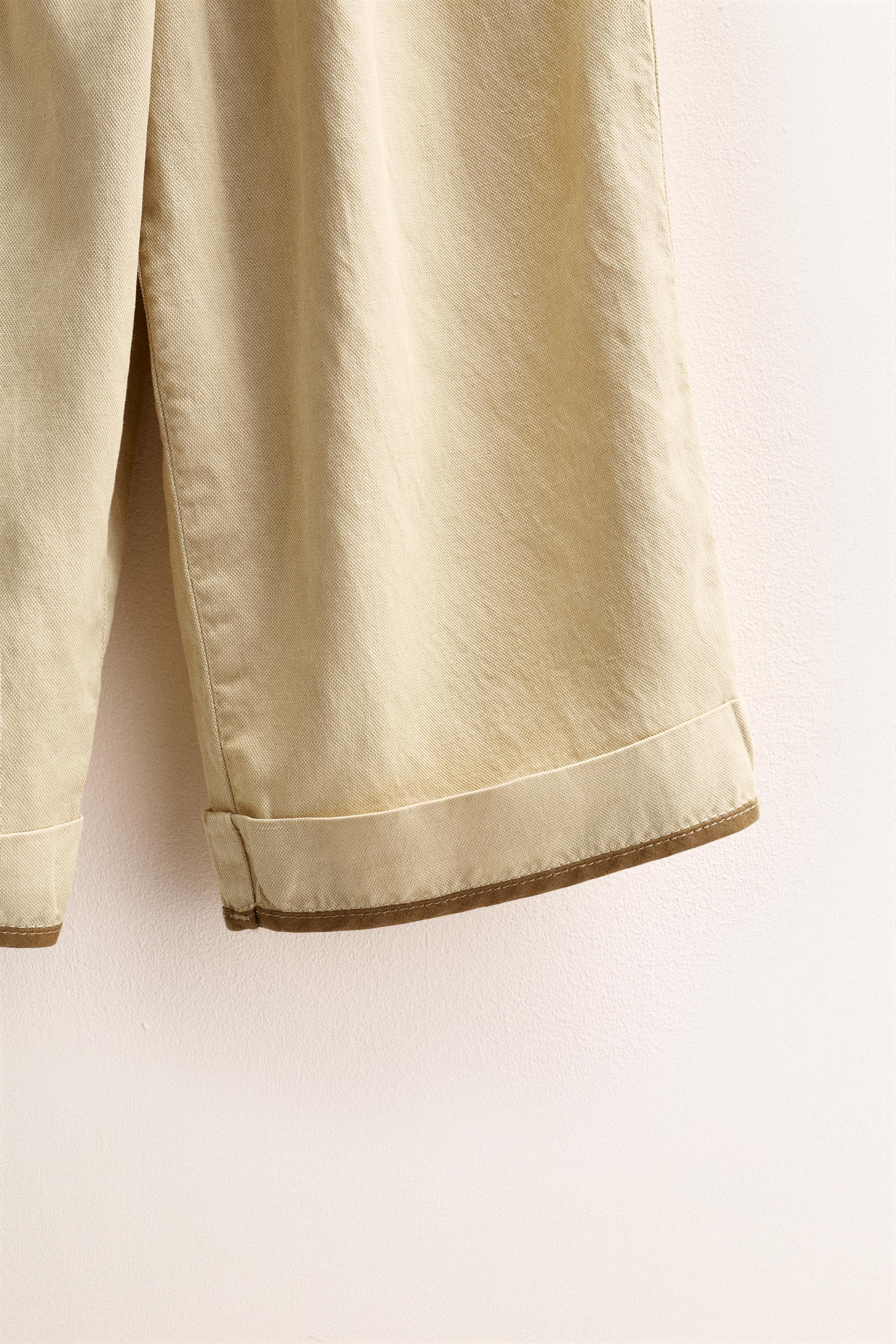 ZARA TIMELESS - PANTALON AVEC LIN BAS CONTRASTÉ