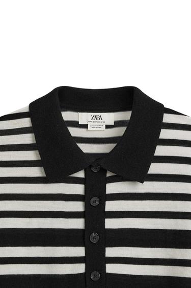 STRIPED KNIT LIMITED EDITION POLO SHIRT - Black by Zara