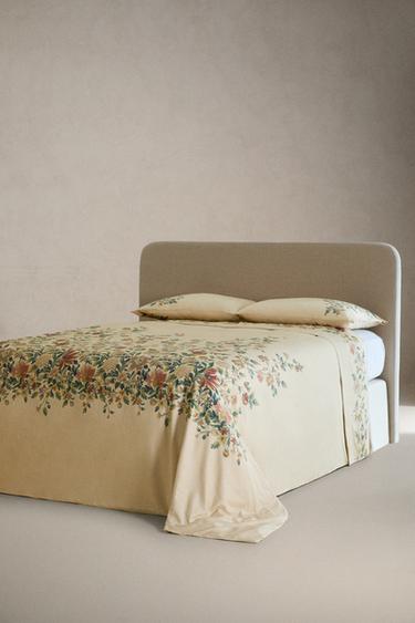 FLORAL PRINT SATEEN DUVET COVER - Ecru by Zara - Image 1