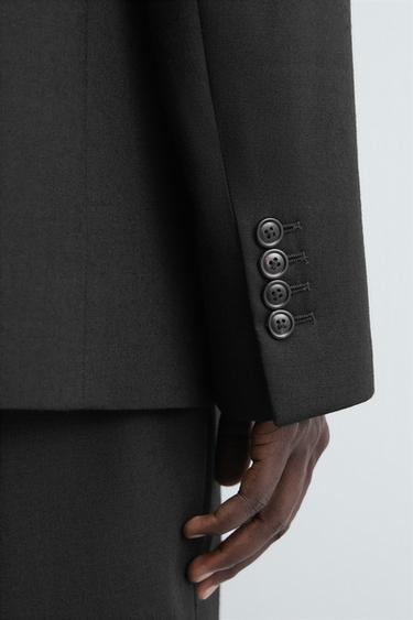 100% WOOL DOUBLE-BREASTED SUIT BLAZER - Black by Zara - Image 7
