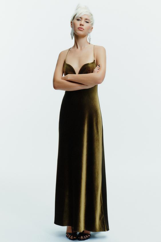 STRAPPY VELVET DRESS