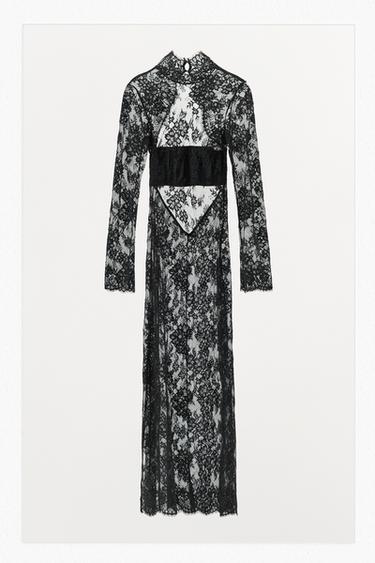 LACE DRESS WITH LOW BACK - Black by Zara