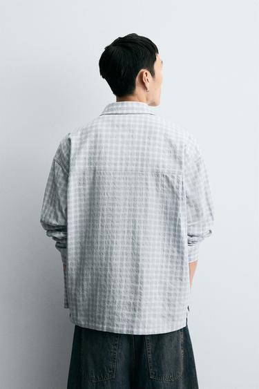 CHEMISE STRUCTURÉE À CARREAUX - Bleu chiné de Zara - Image 2