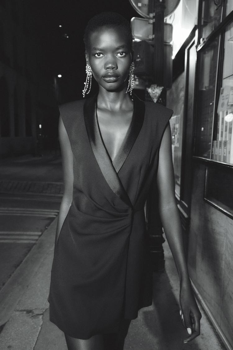 CONTRAST TUXEDO-STYLE PLAYSUIT Black ZARA Australia