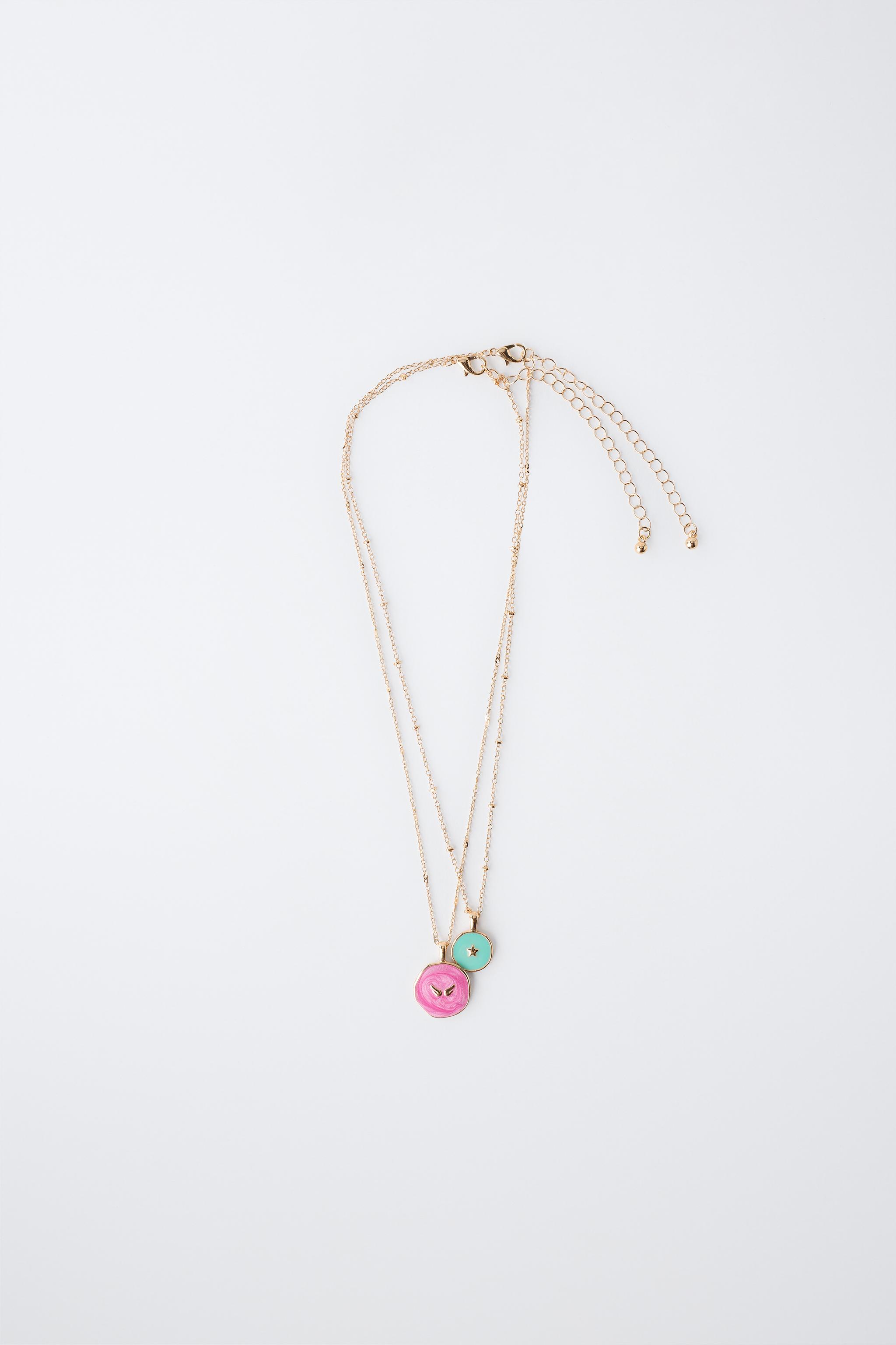 Детские аксессуары Zara PACK OF TWO PLATE NECKLACES