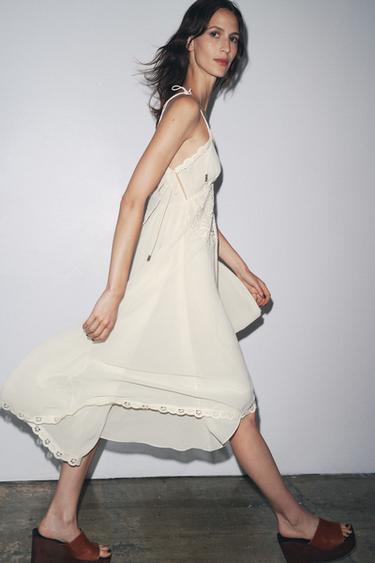 ZW COLLECTION ASYMMETRIC CROCHET DRESS - Ecru by Zara