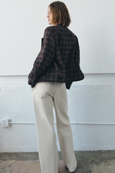 ZW COLLECTION CHECKED DOUBLE-BREASTED JACKET - Navy blue by Zara - Image 2