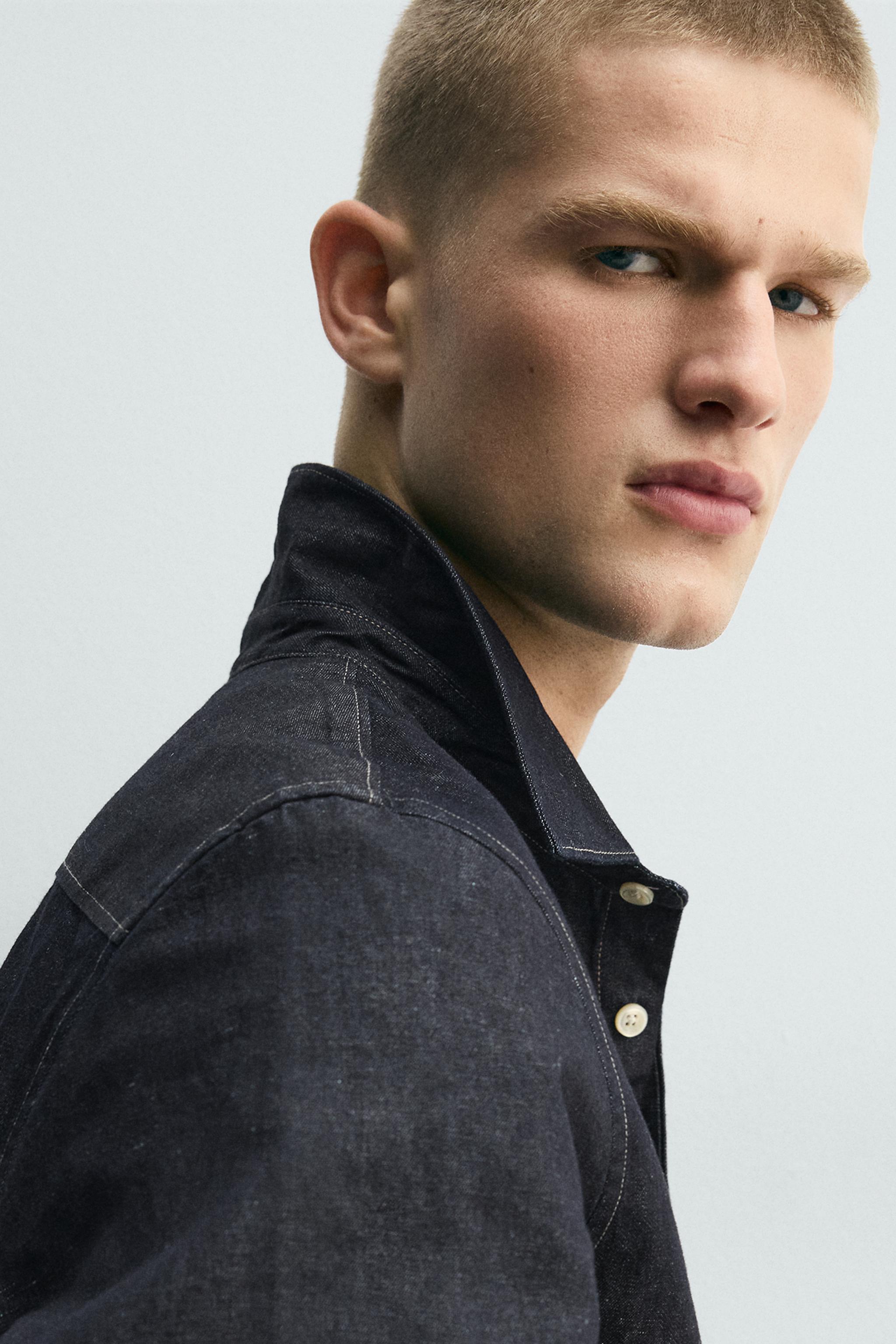 PAMUKLU KETEN HAFİF DENİM GÖMLEK