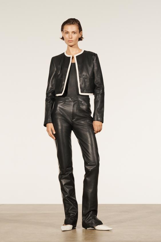 ZARA Green Leather Trousers  Leather trousers, Leather trousers women,  Leather trend