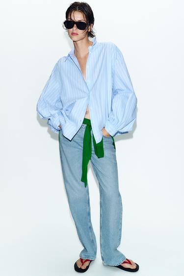 STRIPED PUFF SLEEVE SHIRT - Cornflower blue by Zara - Image 0