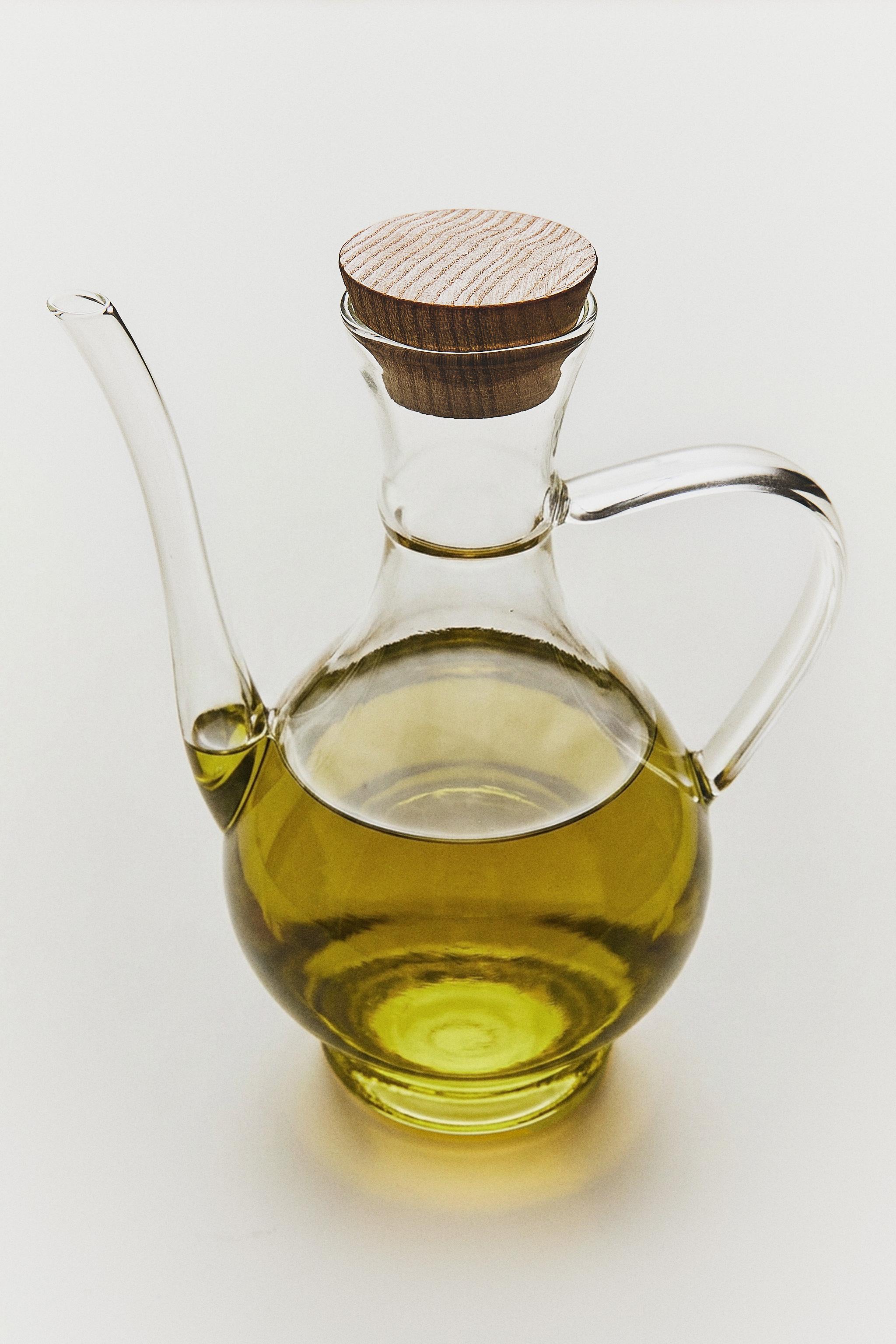 BOROSILICATE GLASS CRUET WITH WOOD STOPPER