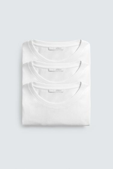 LOT DE 3 T-SHIRTS BASIQUES MEDIUM WEIGHT /02 - Blanc de Zara - Image 2