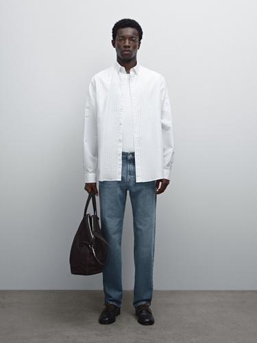 Zara Regular fit pinstriped shirt - White - Image 0