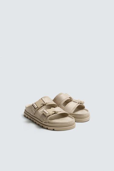 CHUNKY LEATHER SANDALS - Beige by Zara
