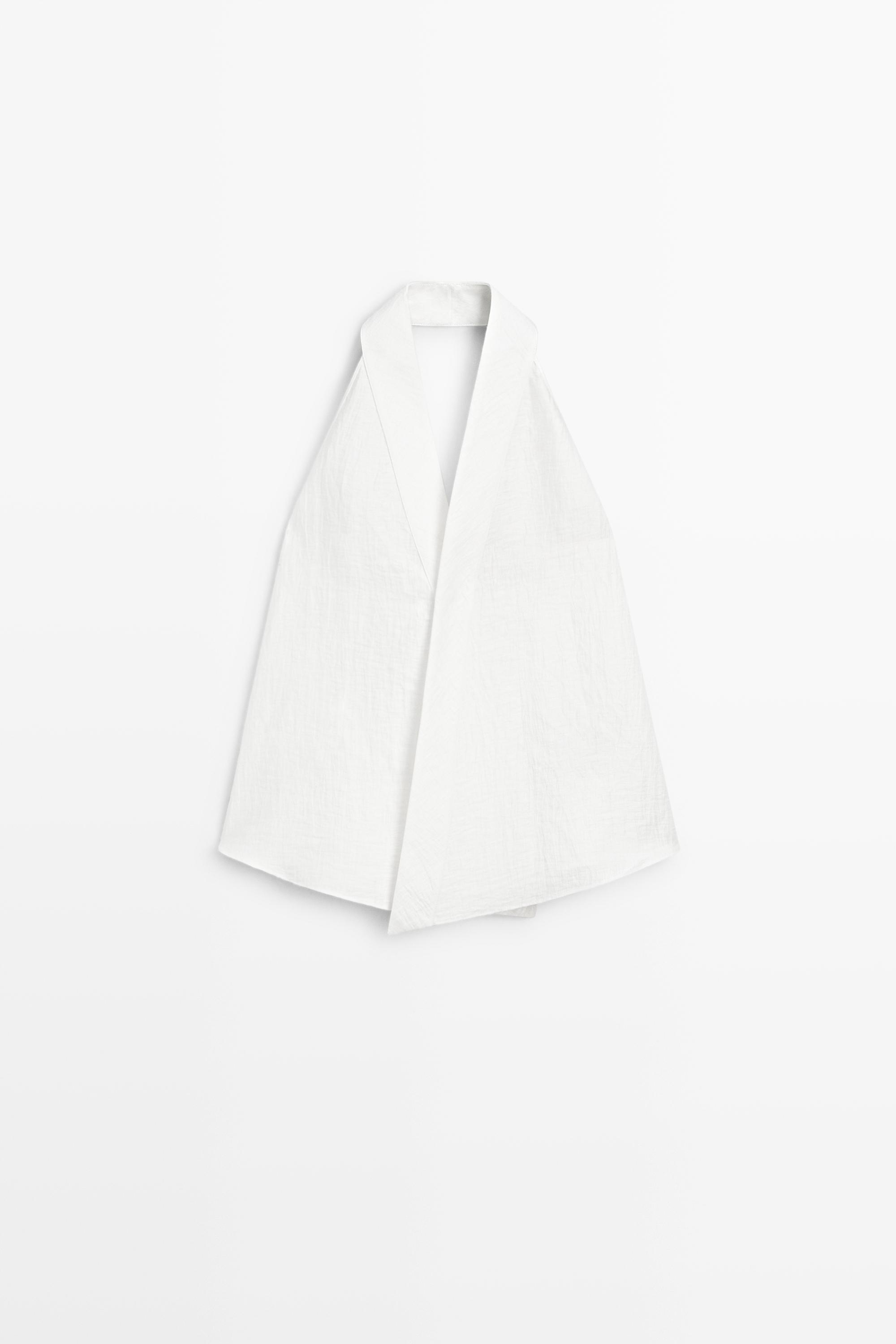 Linen blend crossover halter top