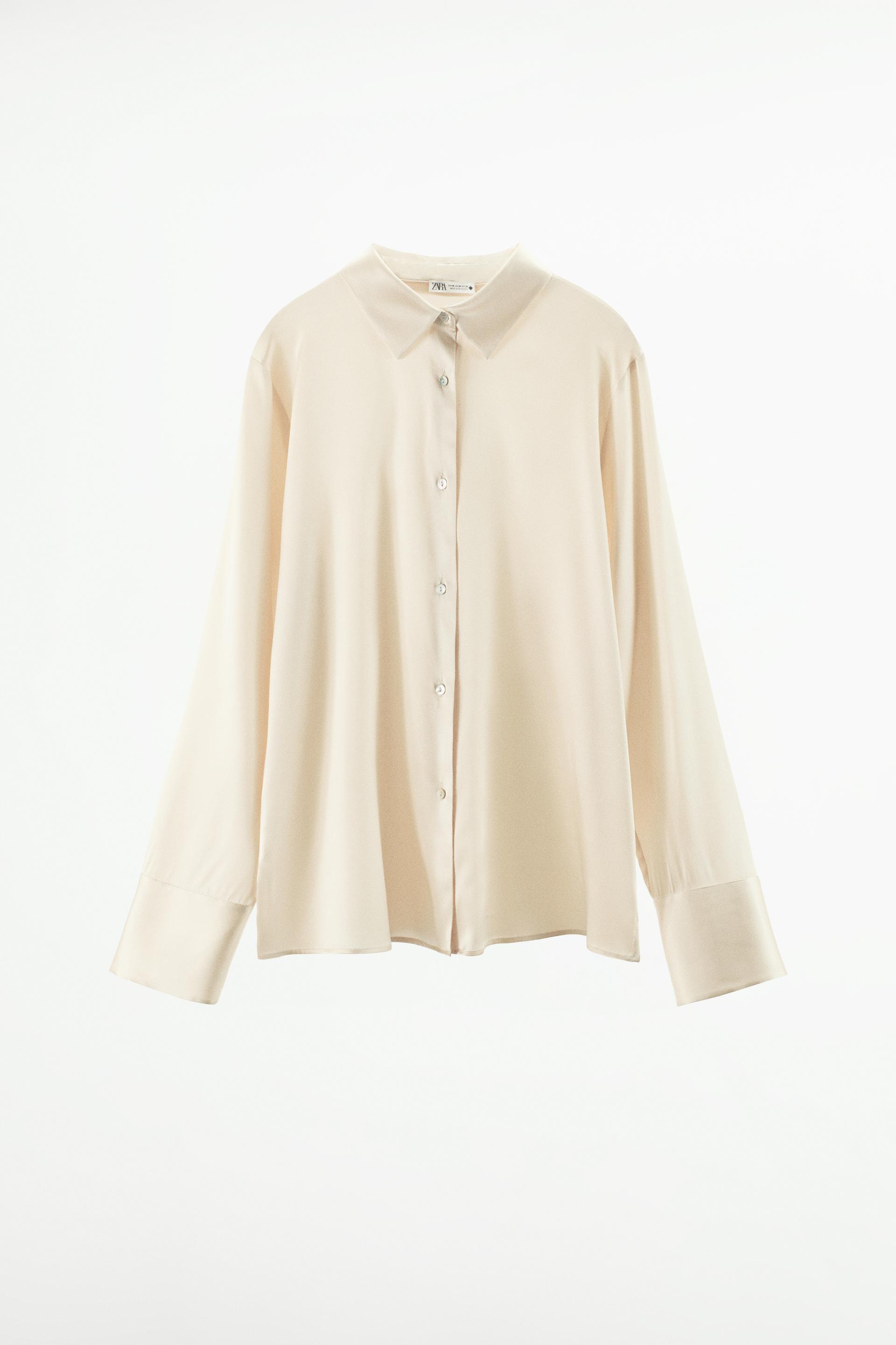 SILK BLEND SHIRT - Ecru  ZARA UAE - Dubai/Sharjah/Ajman/UAQ/Fujairah