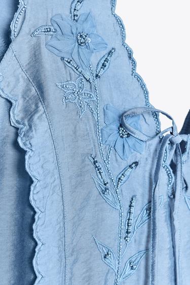 ROBE COURTE BRODÉE - Bleu de Zara - Image 7