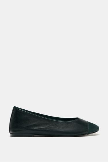 BALLERINES EN CUIR - Vert foncé de Zara - Image 1