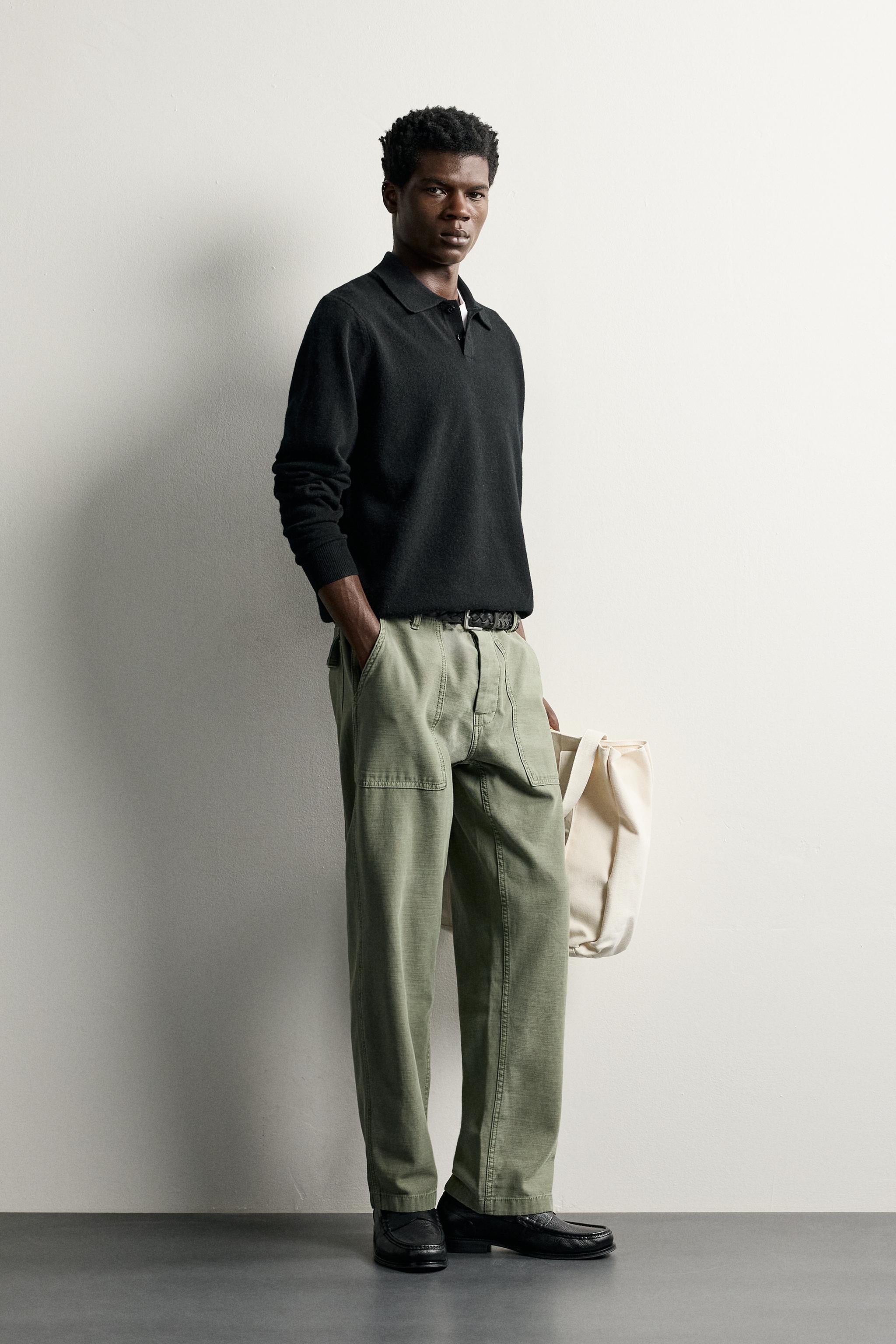 Мужские свитеры Zara WOOL BLEND RELAXED FIT KNIT POLO — фото 4