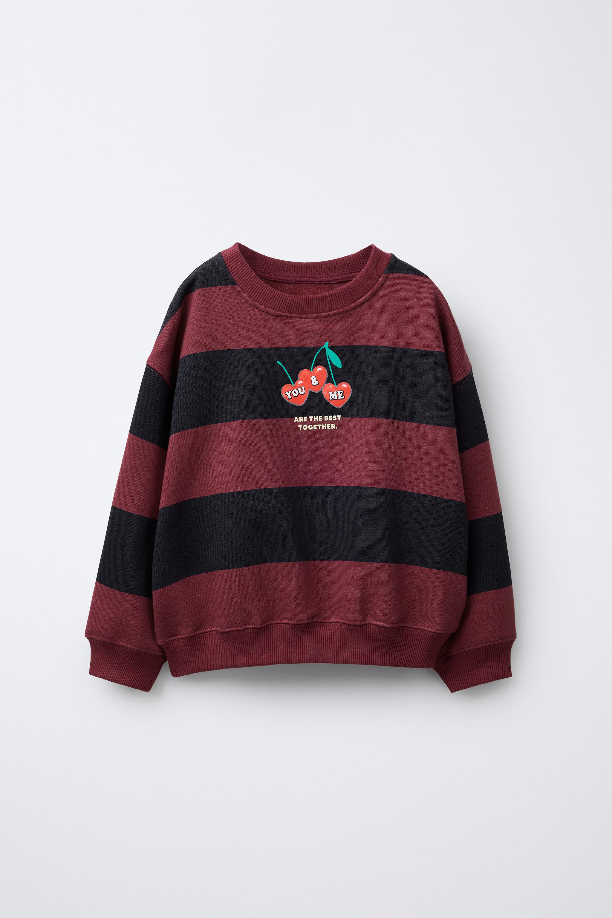 STRIPED CHERRY SWEATSHIRT - Burgundy | ZARA United States